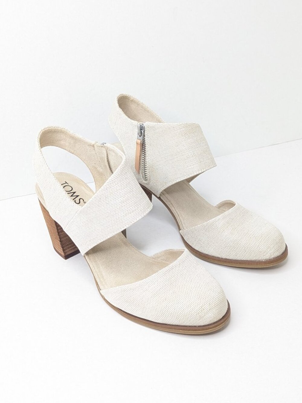 Toms Majorca Cutout Heeled Sandals Natural Womens 10 Wide